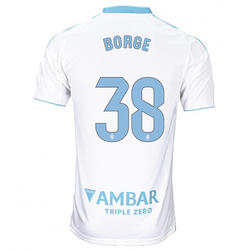 Danxen Mujer Camiseta Andrés Borge #38 Blanco Celeste 1ª Equipación 2025/26 La Camisa