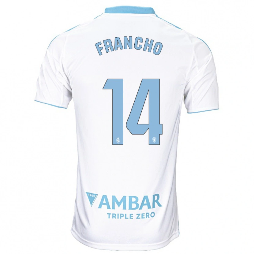 Danxen Mujer Camiseta Francho Serrano #14 Blanco Celeste 1ª Equipación 2025/26 La Camisa