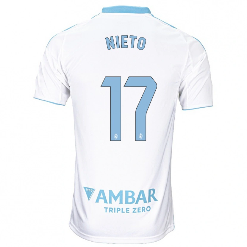 Danxen Mujer Camiseta Carlos Nieto #17 Blanco Celeste 1ª Equipación 2025/26 La Camisa