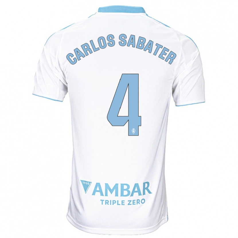 Danxen Mujer Camiseta Juan Carlos Sabater #4 Blanco Celeste 1ª Equipación 2025/26 La Camisa