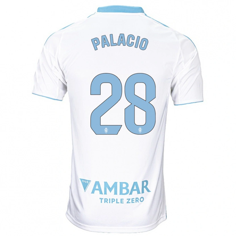 Danxen Mujer Camiseta Álvaro Palacio #28 Blanco Celeste 1ª Equipación 2025/26 La Camisa
