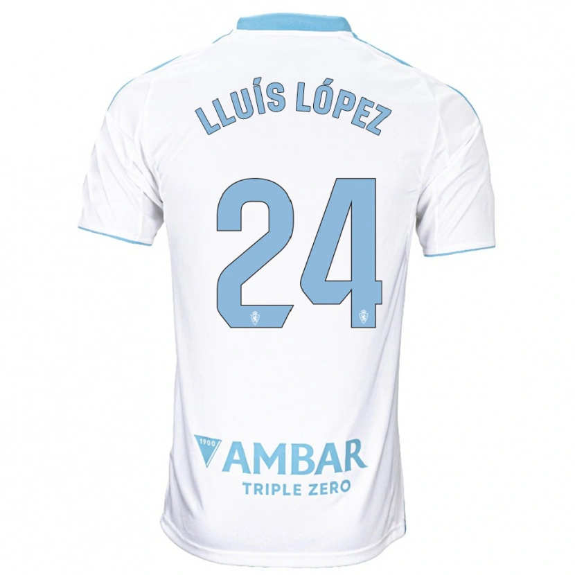 Danxen Mujer Camiseta Lluís López #24 Blanco Celeste 1ª Equipación 2025/26 La Camisa
