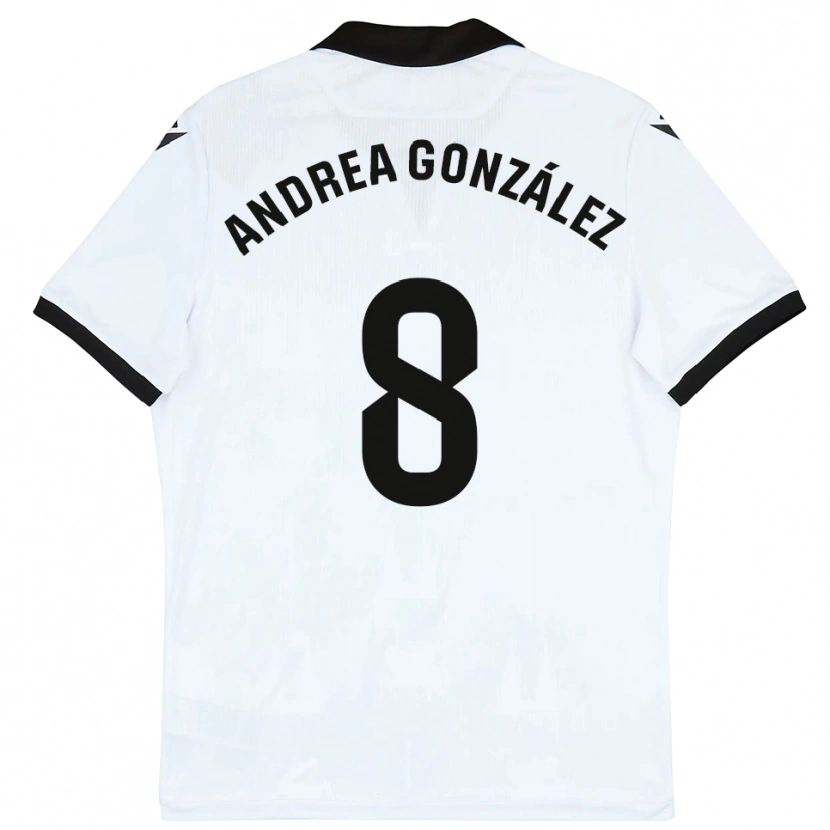 Danxen Mujer Camiseta Andrea González #8 Blanco Negro 1ª Equipación 2025/26 La Camisa