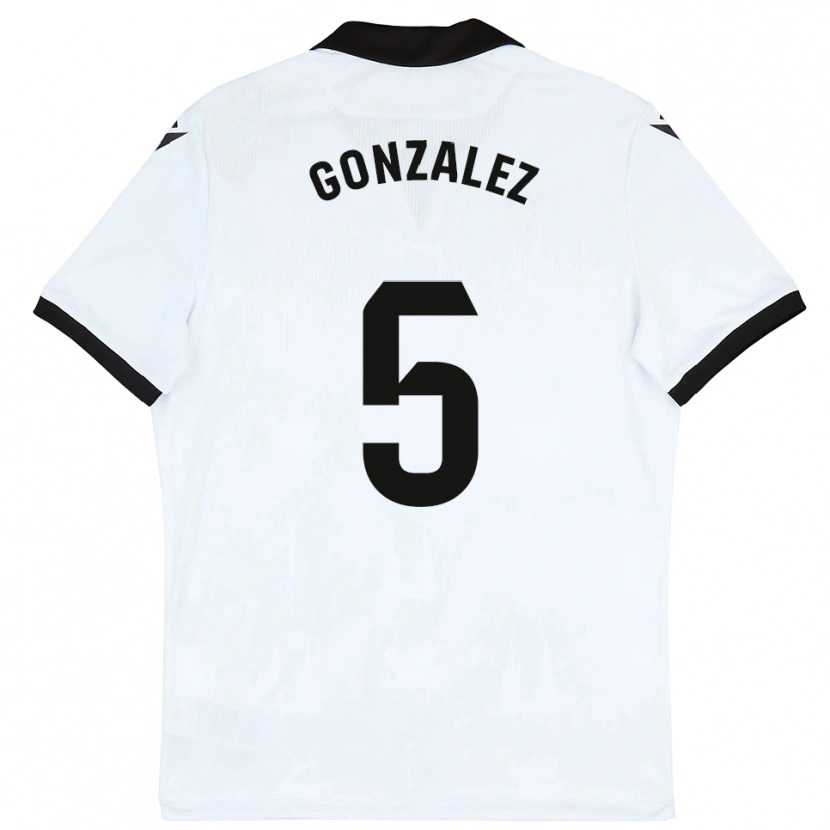 Danxen Mujer Camiseta Sergio González #5 Blanco Negro 1ª Equipación 2025/26 La Camisa