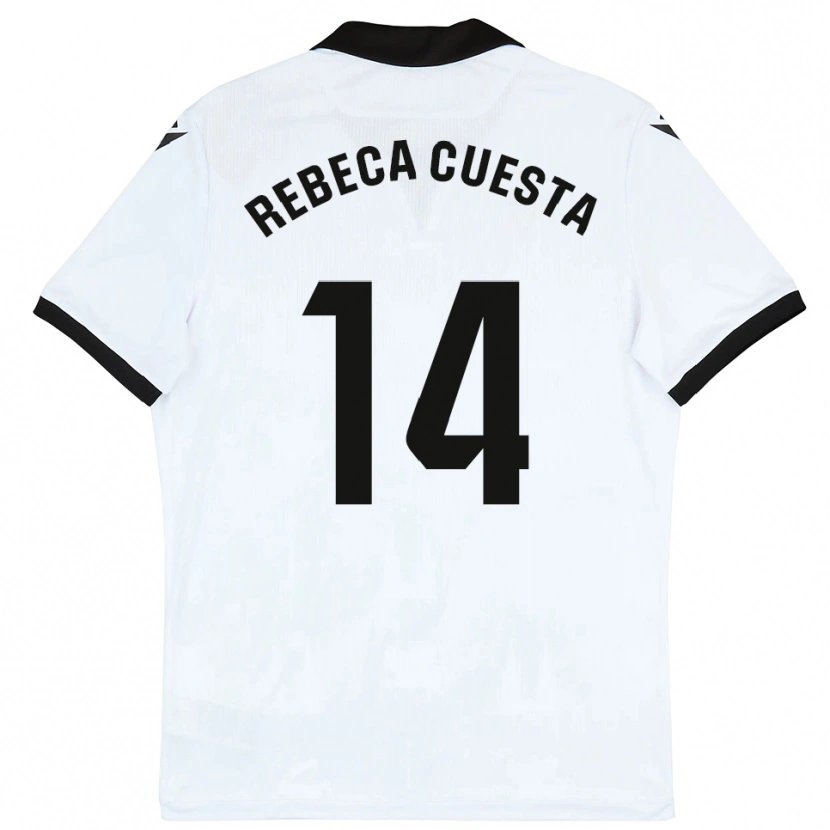 Danxen Mujer Camiseta Rebeca Cuesta #14 Blanco Negro 1ª Equipación 2025/26 La Camisa