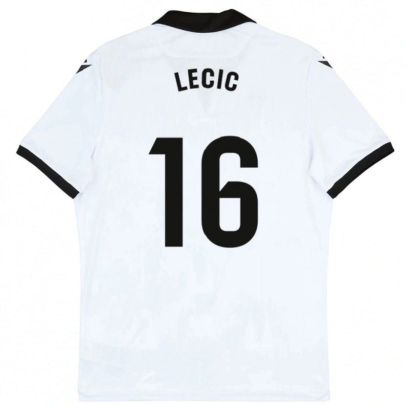 Danxen Mujer Camiseta Luka Lecic #16 Blanco Negro 1ª Equipación 2025/26 La Camisa