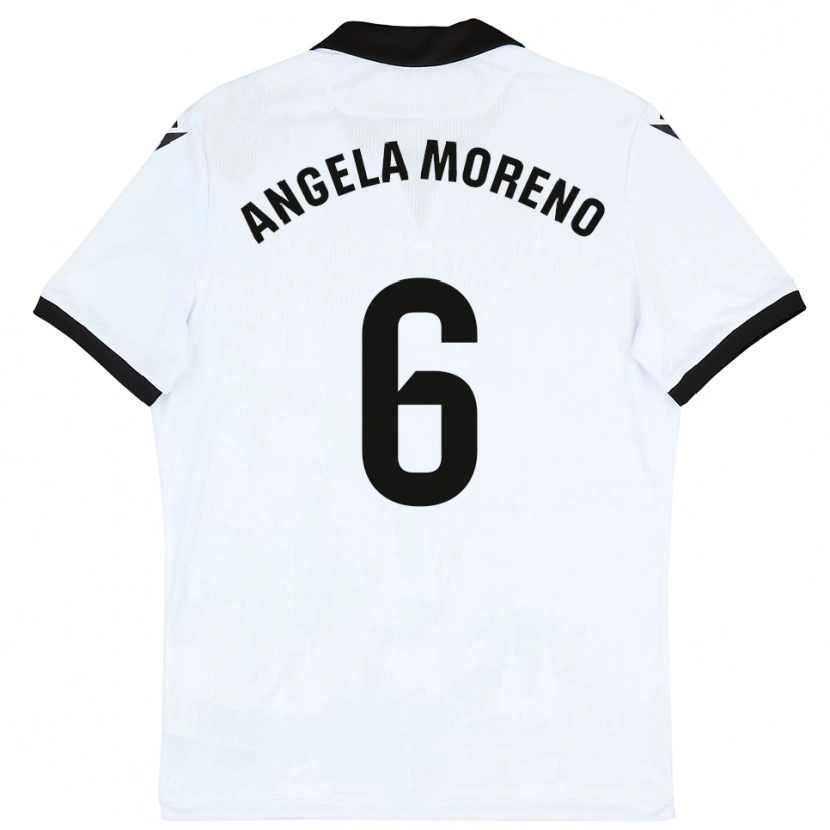 Danxen Mujer Camiseta Angela Moreno #6 Blanco Negro 1ª Equipación 2025/26 La Camisa