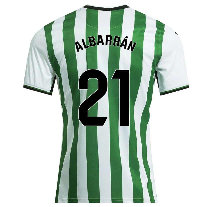 Danxen Mujer Camiseta Carlos Albarrán #21 Blanco Verde 1ª Equipación 2025/26 La Camisa