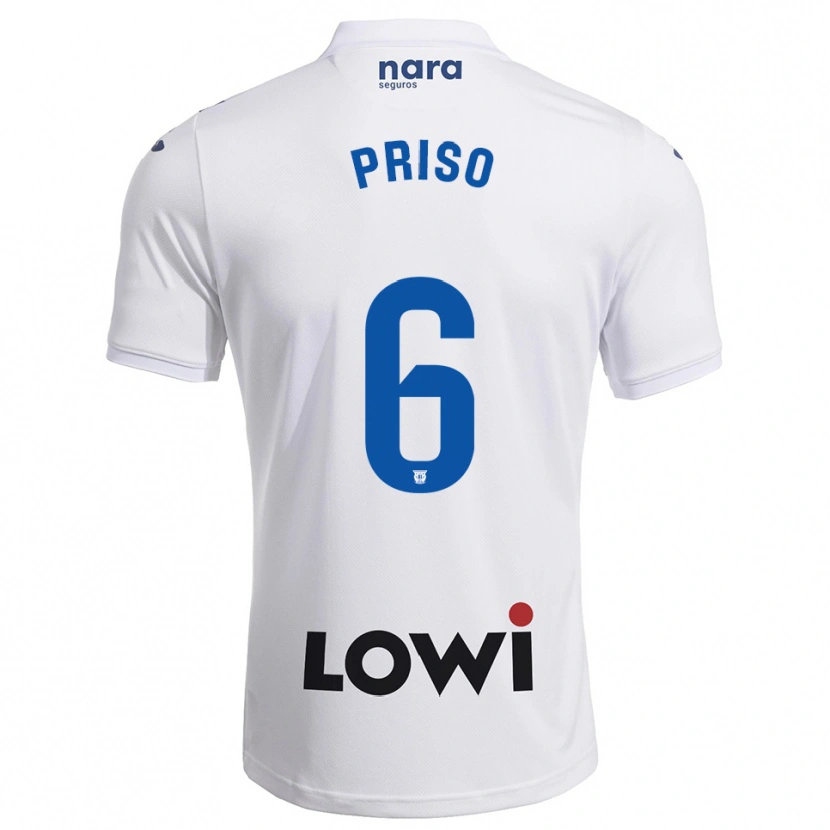 Danxen Mujer Camiseta Mike Priso #6 Blanco Marino 1ª Equipación 2025/26 La Camisa