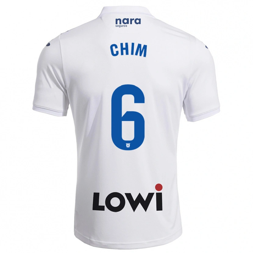 Danxen Mujer Camiseta Adrian Chim #6 Blanco Marino 1ª Equipación 2025/26 La Camisa