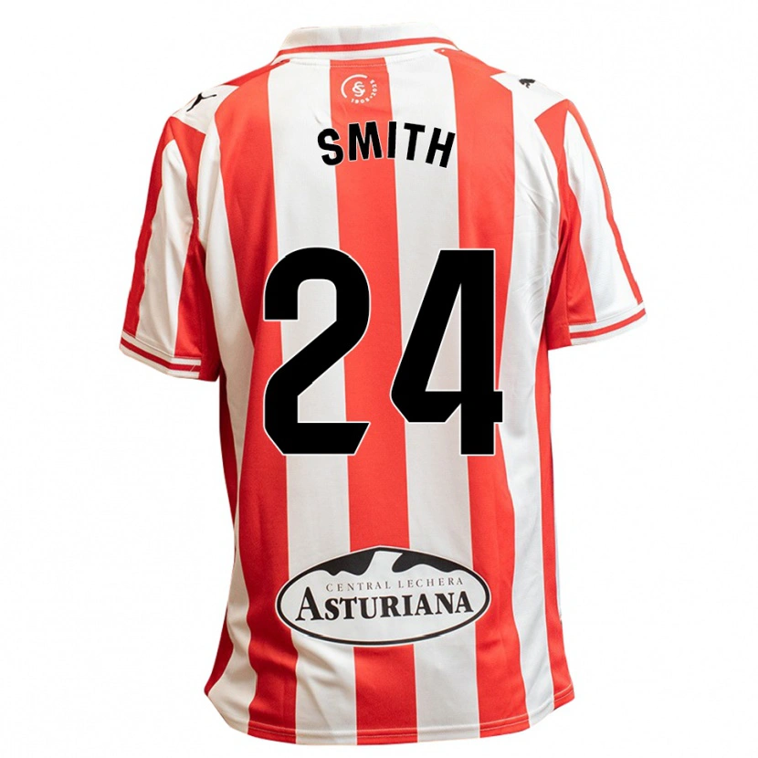 Danxen Mujer Camiseta Justin Smith #24 Blanco Rojo 1ª Equipación 2025/26 La Camisa