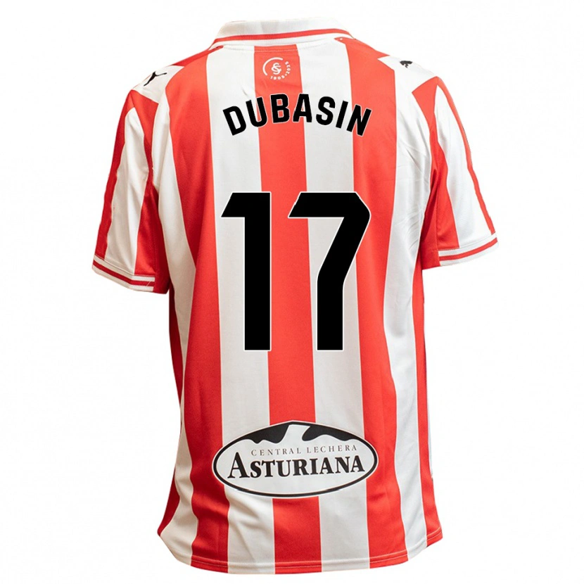 Danxen Mujer Camiseta Jonathan Dubasin #17 Blanco Rojo 1ª Equipación 2025/26 La Camisa