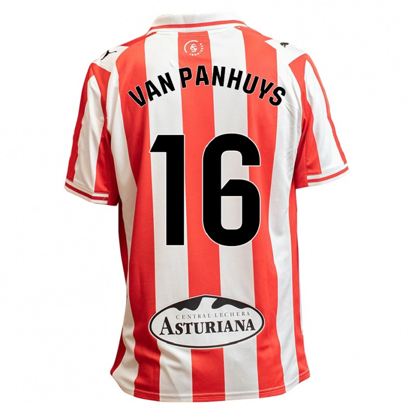 Danxen Mujer Camiseta Pieter Van Panhuys #16 Blanco Rojo 1ª Equipación 2025/26 La Camisa