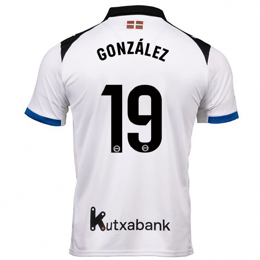 Danxen Mujer Camiseta Aimar González #19 Blanco Azul 2ª Equipación 2025/26 La Camisa