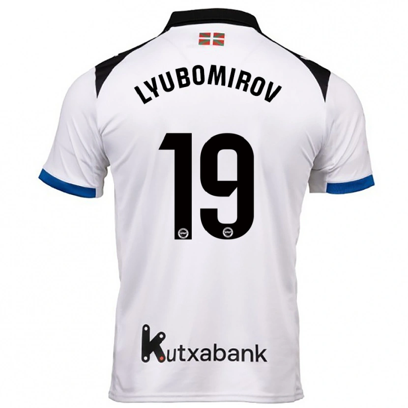 Danxen Mujer Camiseta Daniel Lyubomirov #19 Blanco Azul 2ª Equipación 2025/26 La Camisa