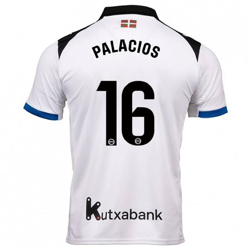 Danxen Mujer Camiseta Aser Palacios #16 Blanco Azul 2ª Equipación 2025/26 La Camisa