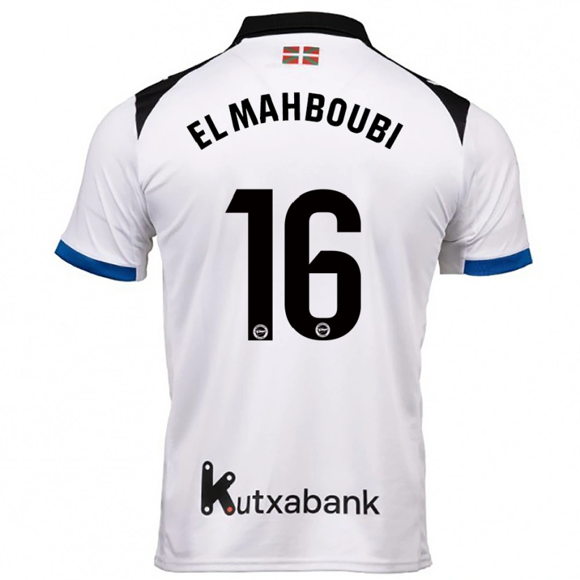 Danxen Mujer Camiseta Sami El Mahboubi #16 Blanco Azul 2ª Equipación 2025/26 La Camisa