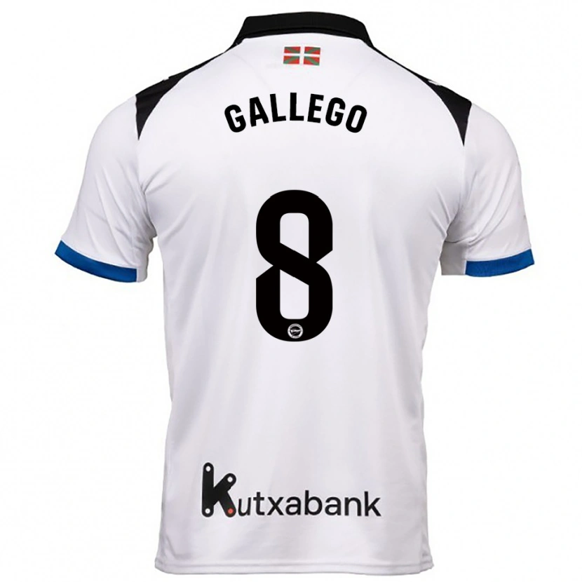 Danxen Mujer Camiseta Óscar Gallego #8 Blanco Azul 2ª Equipación 2025/26 La Camisa