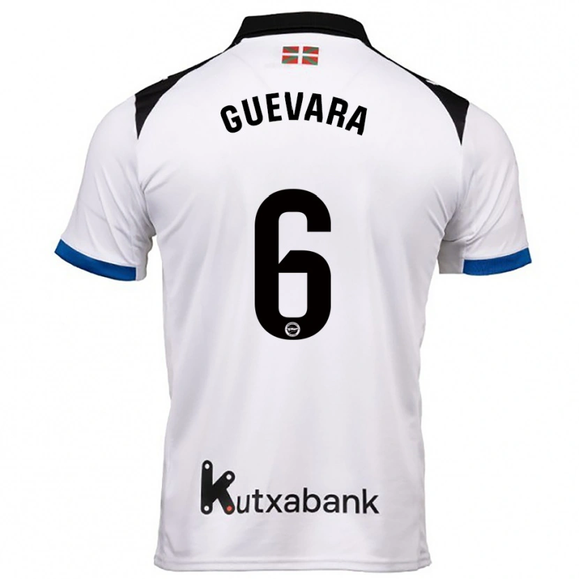 Danxen Mujer Camiseta Ander Guevara #6 Blanco Azul 2ª Equipación 2025/26 La Camisa