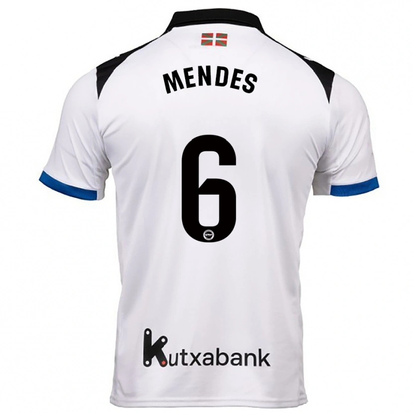 Danxen Mujer Camiseta Tomás Mendes #6 Blanco Azul 2ª Equipación 2025/26 La Camisa
