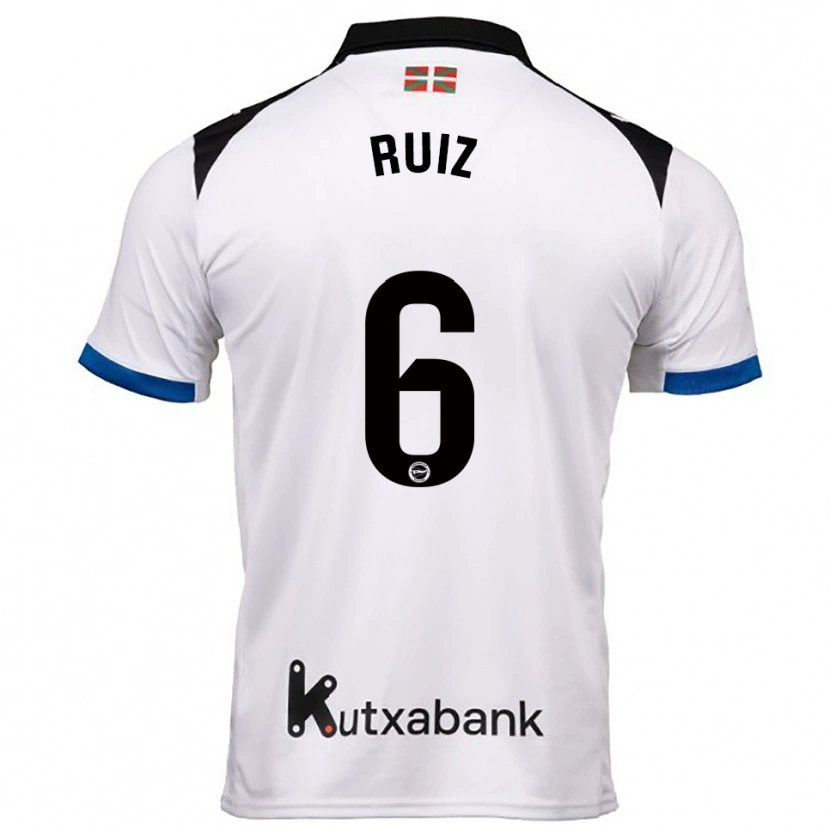 Danxen Mujer Camiseta Markel Ruiz #6 Blanco Azul 2ª Equipación 2025/26 La Camisa