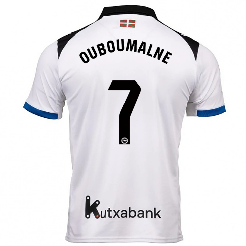 Danxen Mujer Camiseta Ibra Ouboumalne #7 Blanco Azul 2ª Equipación 2025/26 La Camisa