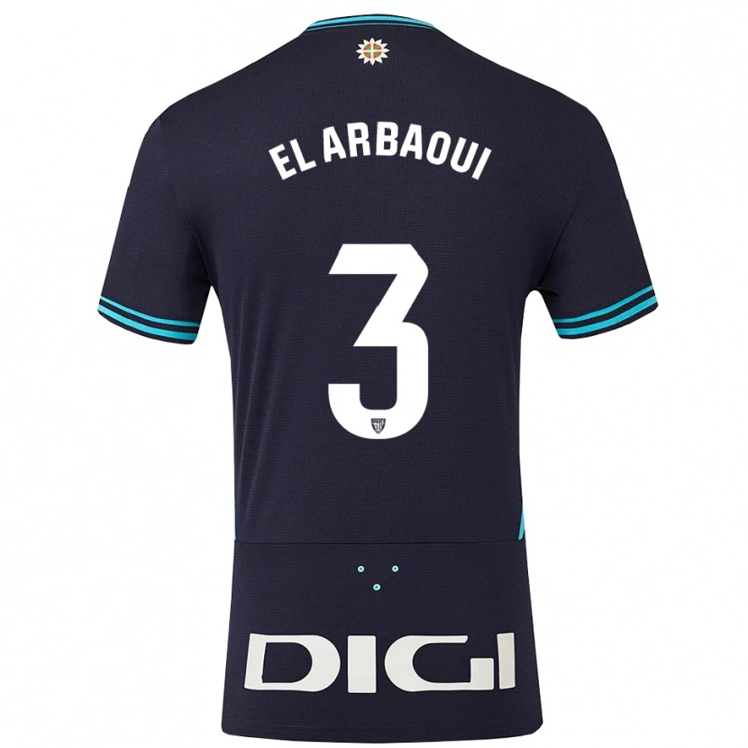 Danxen Mujer Camiseta Ilyas El Arbaoui #3 Azul Marino Celeste 2ª Equipación 2025/26 La Camisa