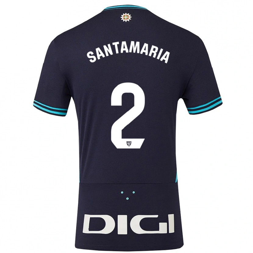 Danxen Mujer Camiseta Unai Santamaría #2 Azul Marino Celeste 2ª Equipación 2025/26 La Camisa