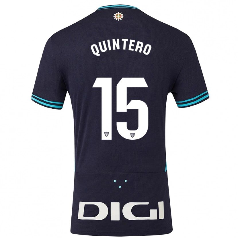 Danxen Mujer Camiseta Iker Quintero #15 Azul Marino Celeste 2ª Equipación 2025/26 La Camisa