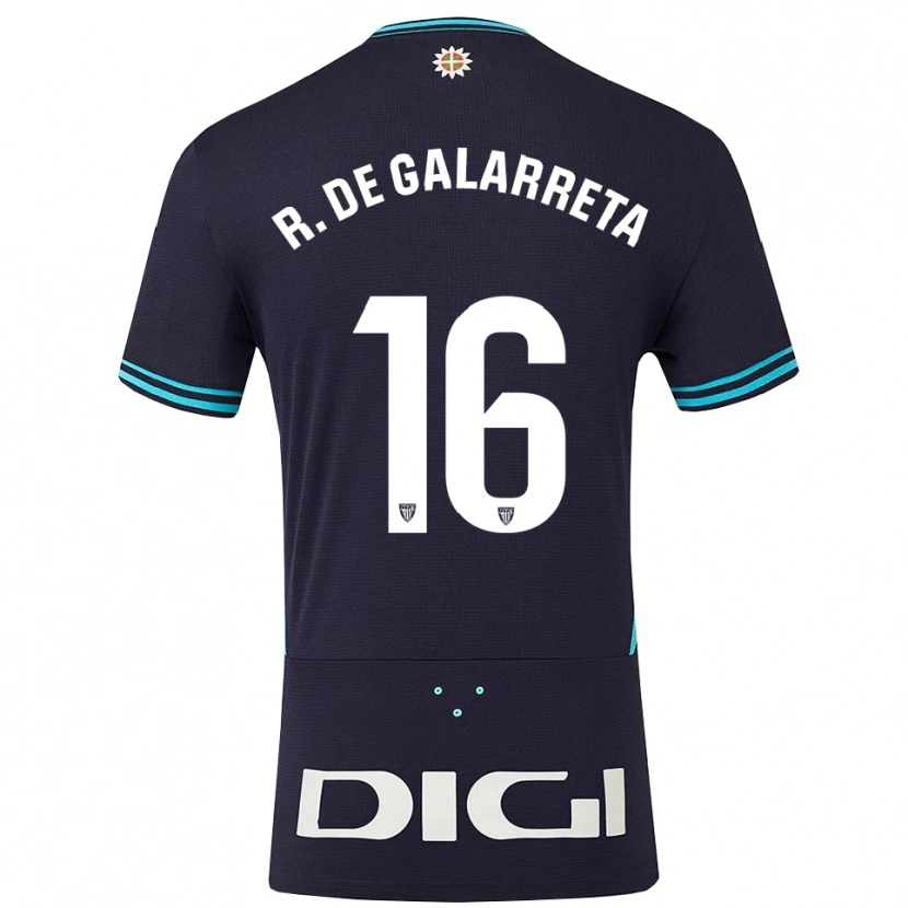 Danxen Mujer Camiseta Iñigo Ruiz De Galarreta #16 Azul Marino Celeste 2ª Equipación 2025/26 La Camisa