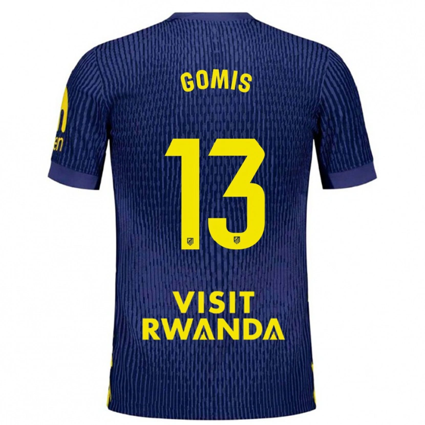 Danxen Mujer Camiseta Antonio Gomis #13 Azul Marino Amarillo 2ª Equipación 2025/26 La Camisa