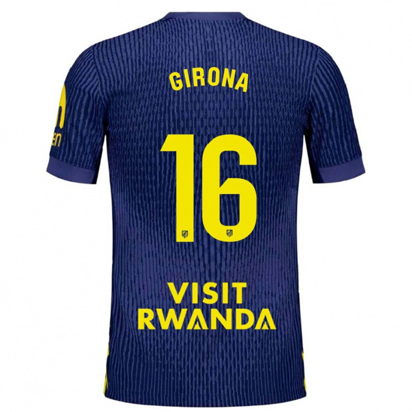 Danxen Mujer Camiseta Raúl Girona #16 Azul Marino Amarillo 2ª Equipación 2025/26 La Camisa