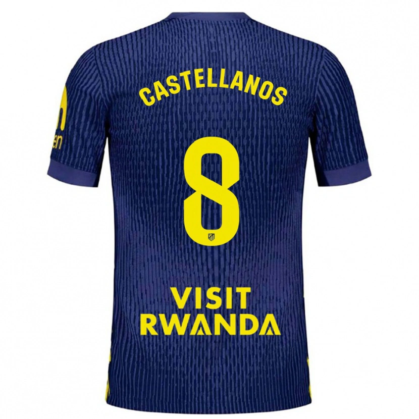 Danxen Mujer Camiseta Jorge Castellanos #8 Azul Marino Amarillo 2ª Equipación 2025/26 La Camisa