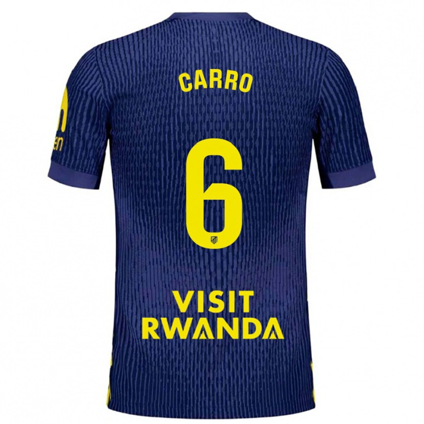 Danxen Mujer Camiseta Mikel Carro #6 Azul Marino Amarillo 2ª Equipación 2025/26 La Camisa