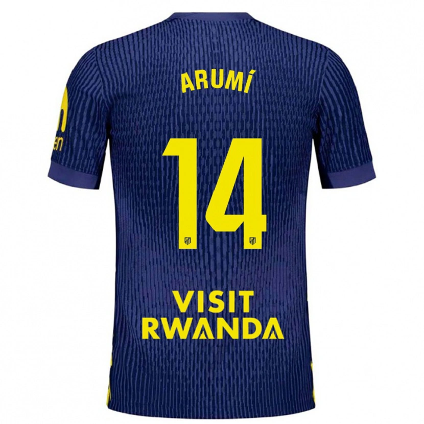 Danxen Mujer Camiseta Joel Arumí #14 Azul Marino Amarillo 2ª Equipación 2025/26 La Camisa