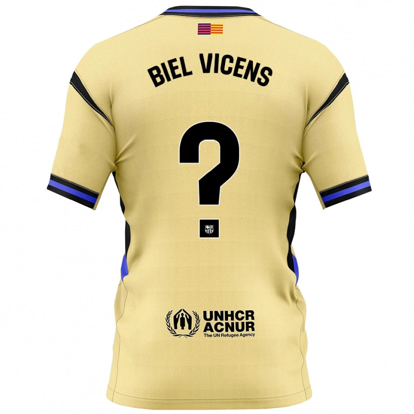 Danxen Mujer Camiseta Biel Vicens #0 Amarillo Negro 2ª Equipación 2025/26 La Camisa
