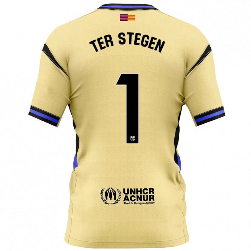Danxen Mujer Camiseta Marc-André Ter Stegen #1 Amarillo Negro 2ª Equipación 2025/26 La Camisa
