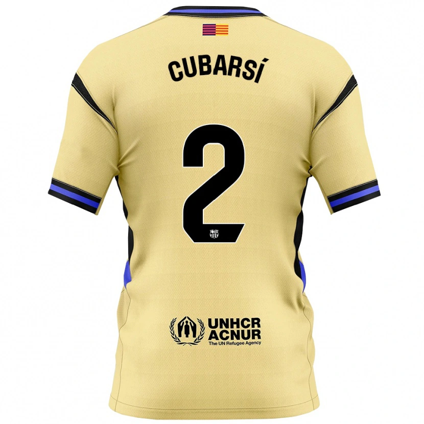 Danxen Mujer Camiseta Pau Cubarsí #2 Amarillo Negro 2ª Equipación 2025/26 La Camisa