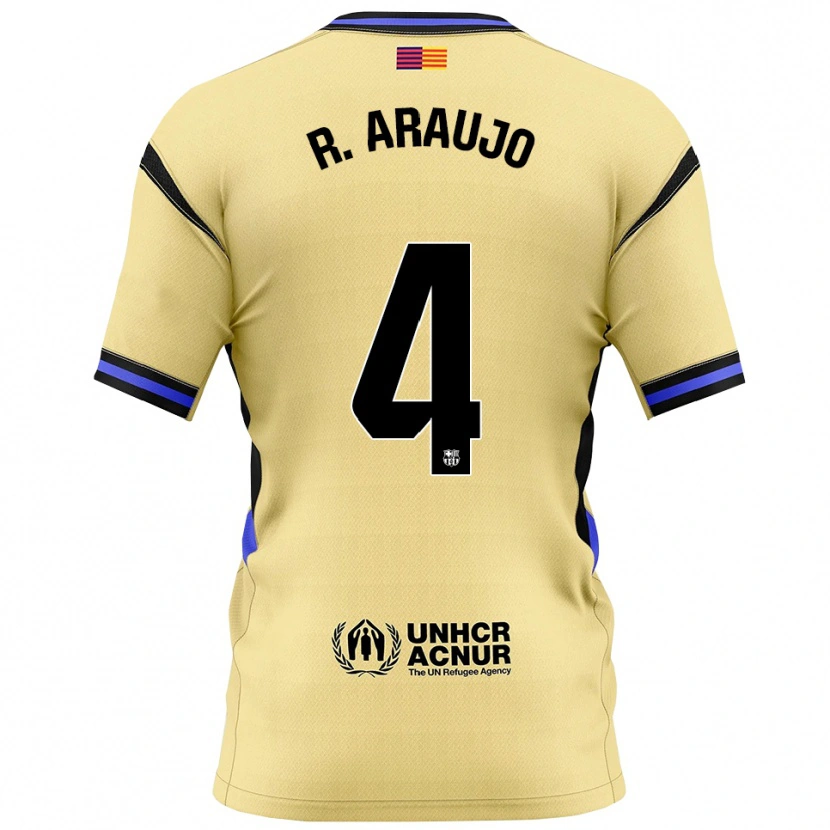 Danxen Mujer Camiseta Ronald Araujo #4 Amarillo Negro 2ª Equipación 2025/26 La Camisa