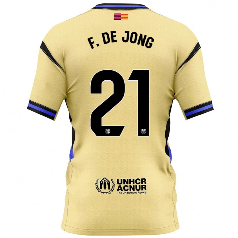 Danxen Mujer Camiseta Frenkie De Jong #21 Amarillo Negro 2ª Equipación 2025/26 La Camisa