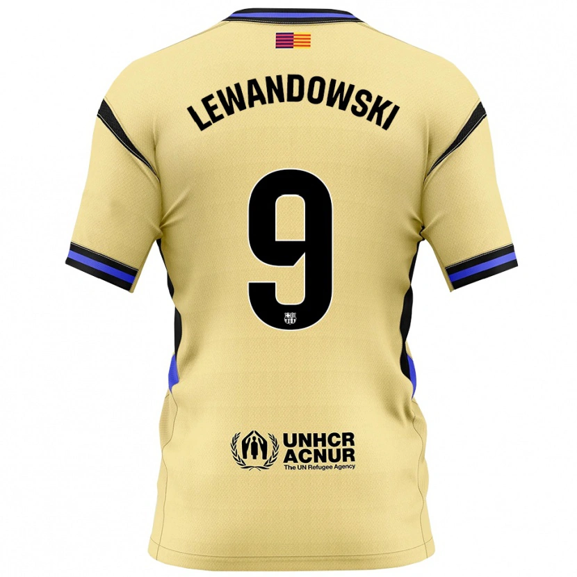 Danxen Mujer Camiseta Robert Lewandowski #9 Amarillo Negro 2ª Equipación 2025/26 La Camisa
