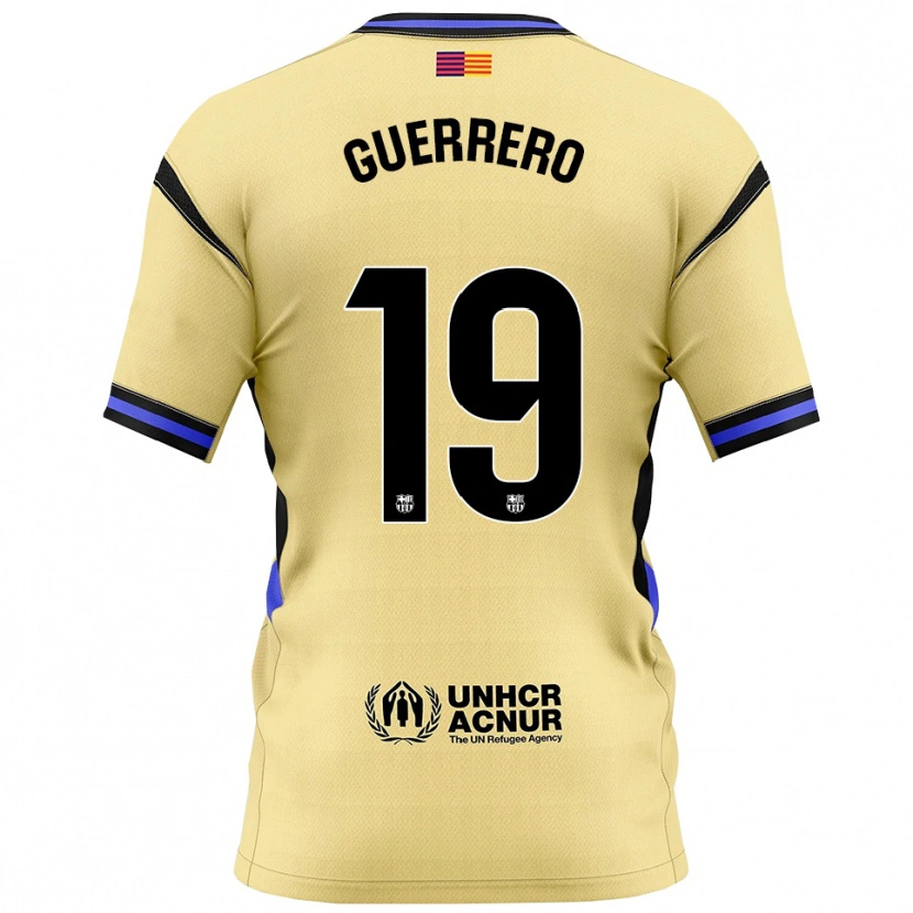 Danxen Mujer Camiseta Adrián Guerrero #19 Amarillo Negro 2ª Equipación 2025/26 La Camisa