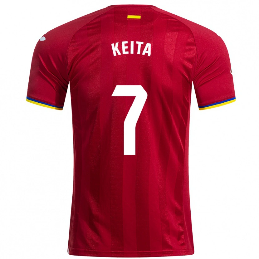 Danxen Mujer Camiseta Abdoulaye Keita #7 Rojo Amarillo Azul 2ª Equipación 2025/26 La Camisa
