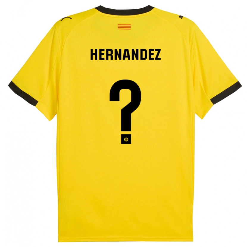 Danxen Mujer Camiseta Guillem Hernández #0 Amarillo Negro 2ª Equipación 2025/26 La Camisa
