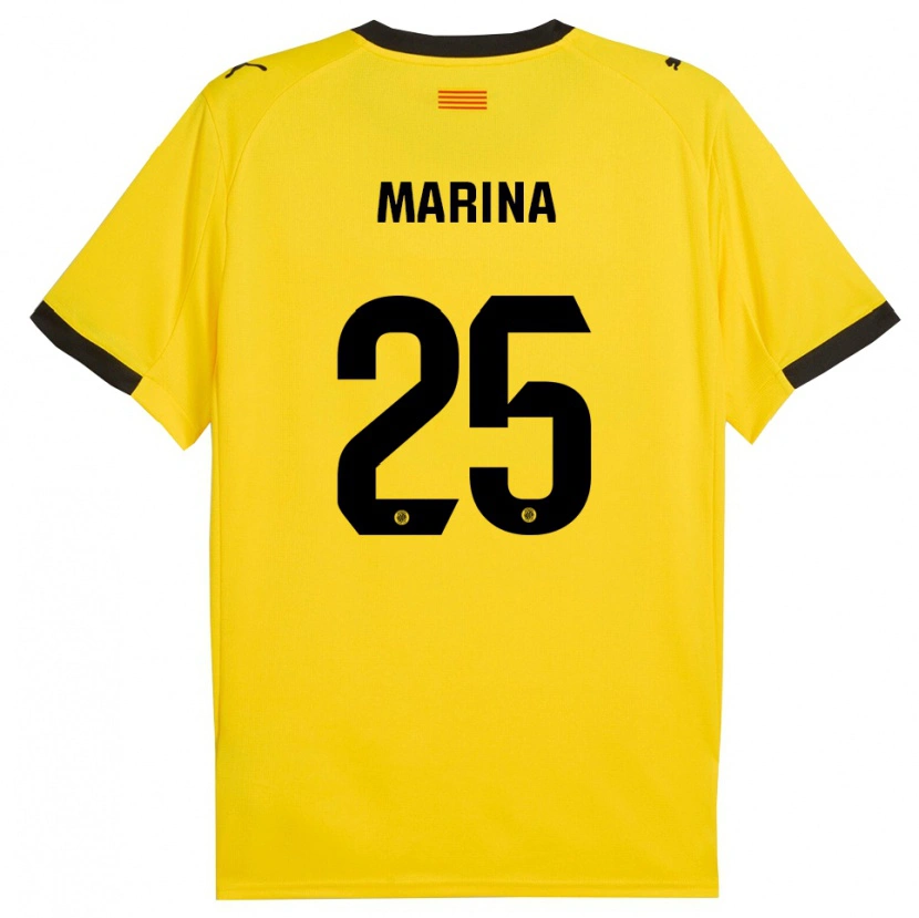 Danxen Mujer Camiseta Sergi Marina #25 Amarillo Negro 2ª Equipación 2025/26 La Camisa