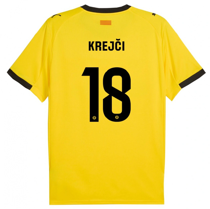Danxen Mujer Camiseta Ladislav Krejci #18 Amarillo Negro 2ª Equipación 2025/26 La Camisa