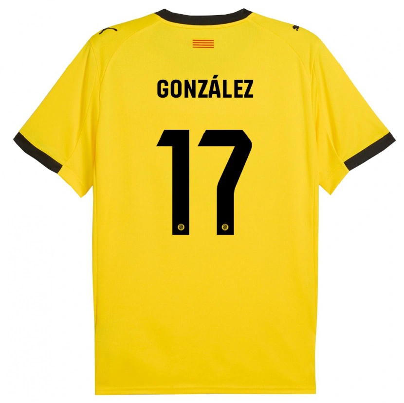 Danxen Mujer Camiseta Mario González #17 Amarillo Negro 2ª Equipación 2025/26 La Camisa