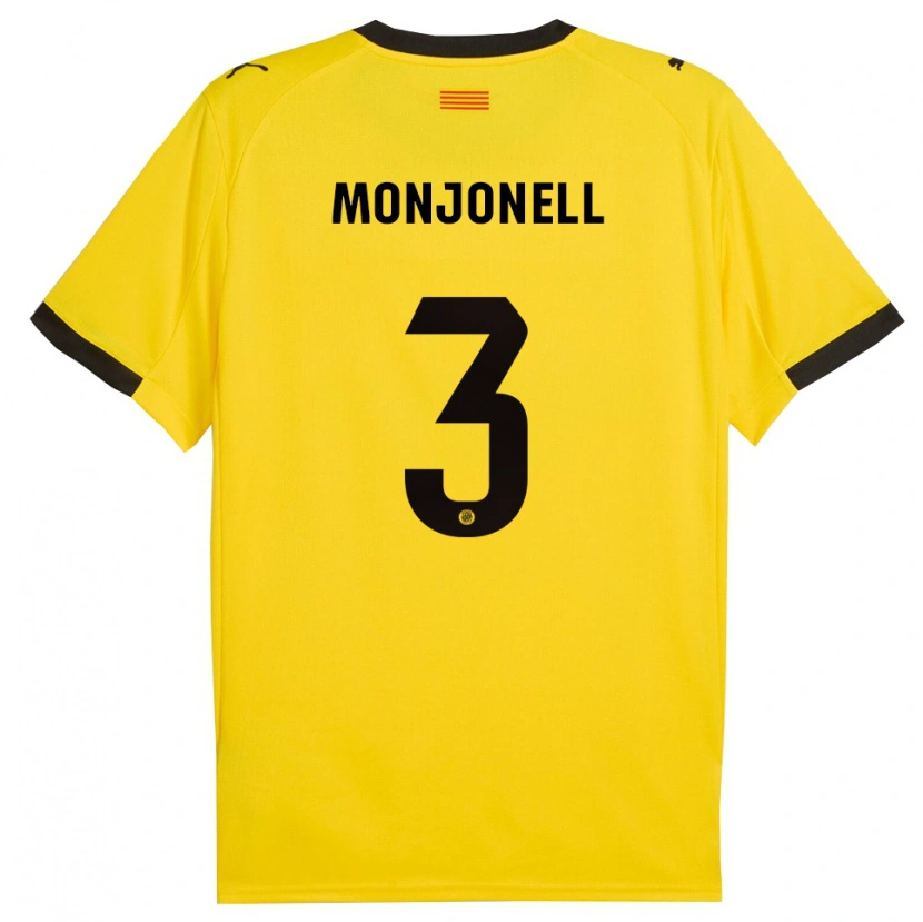 Danxen Mujer Camiseta Eric Monjonell #3 Amarillo Negro 2ª Equipación 2025/26 La Camisa