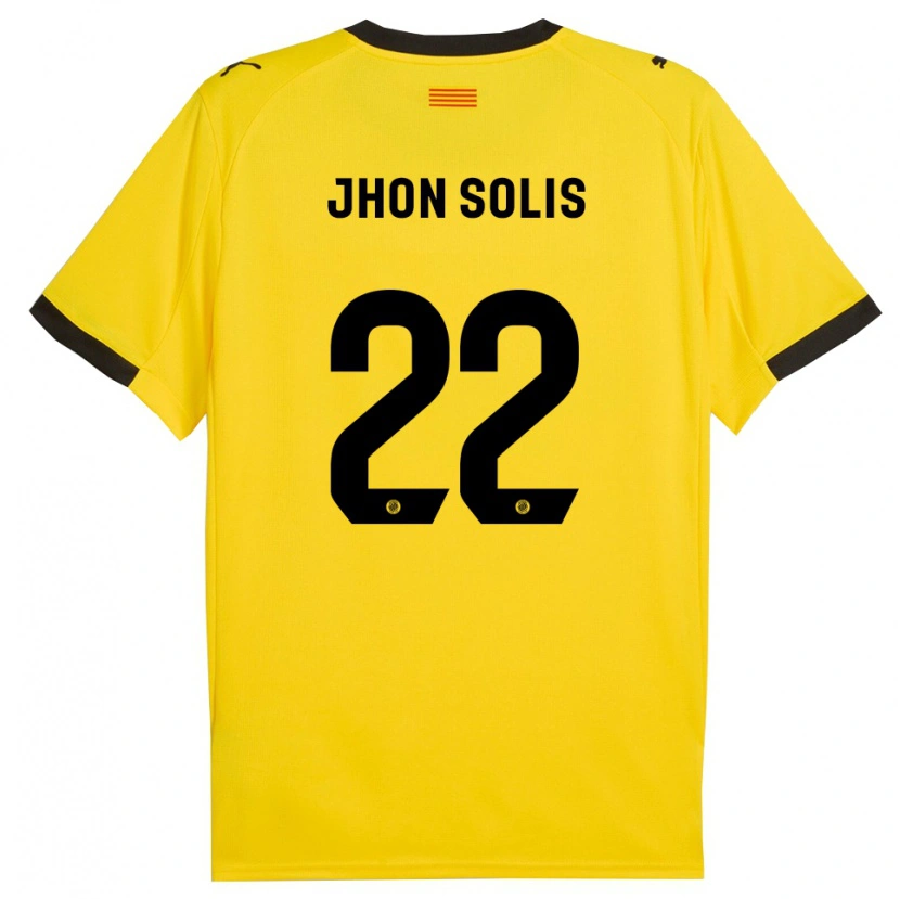 Danxen Mujer Camiseta Jhon Solís #22 Amarillo Negro 2ª Equipación 2025/26 La Camisa