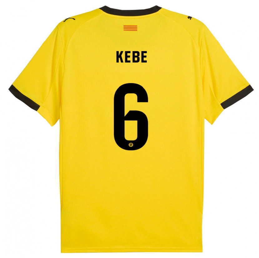 Danxen Mujer Camiseta Ibrahima Kébé #6 Amarillo Negro 2ª Equipación 2025/26 La Camisa